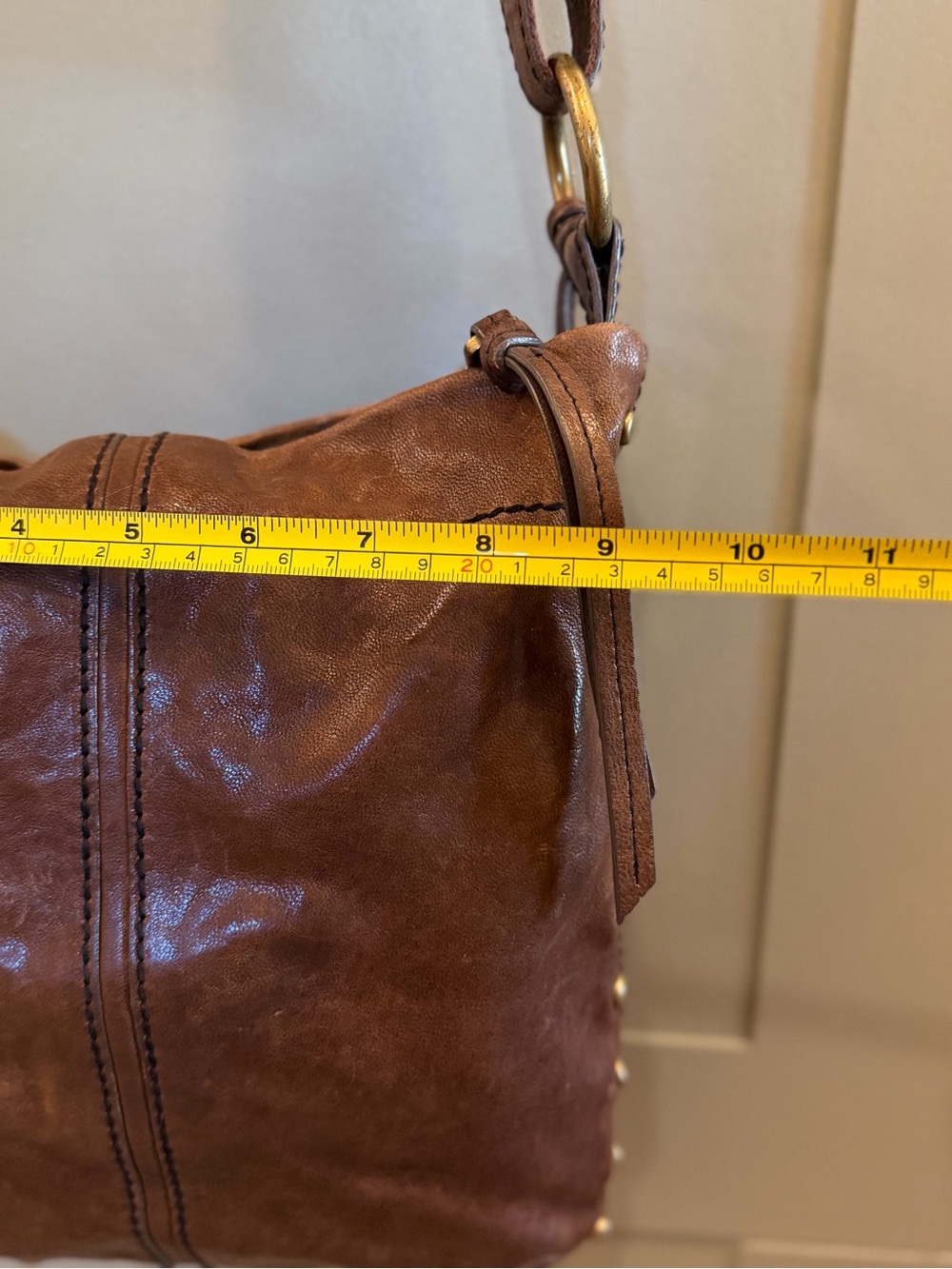 Fossil Leather Crossbody Bag with Brass Hardware - Picture 8 of 10